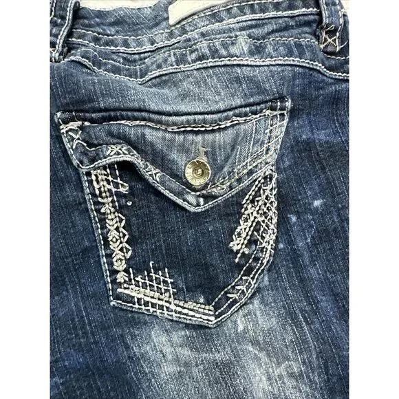 Women's Pre-Owned‎ Ariya Jean Shorts Size 13/14 Flap Pockets Embroideries - Picture 8 of 12